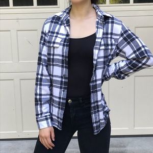 Super cozy black and white plaid flannel!!